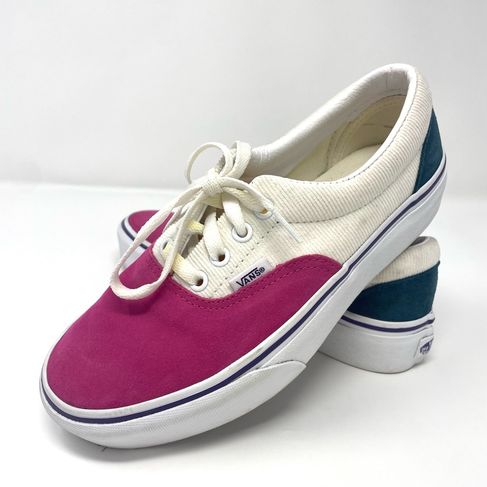 VANS Era Platform Mini Corduroy Multicolor White Platform Shoes Womens Size 7